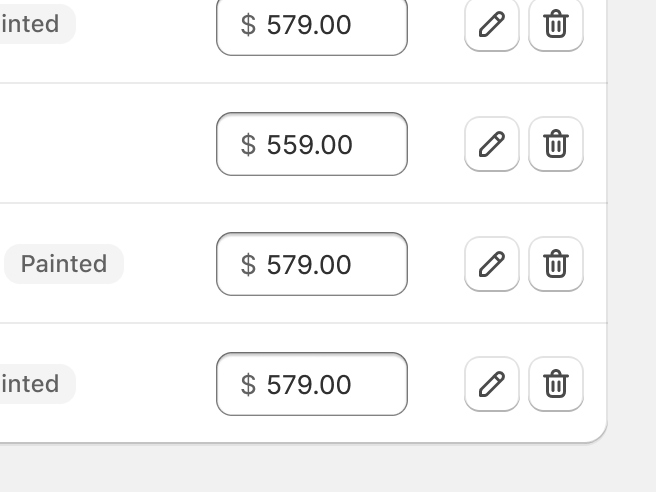 A table with a series of text fields and buttons with a notable bevel effect.