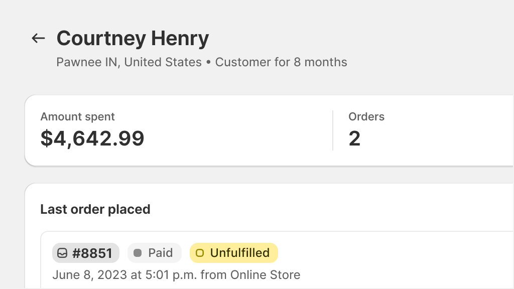 Larger currency number in a customer detail page