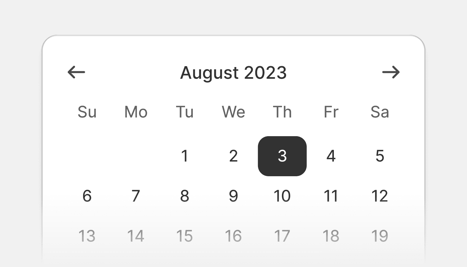 Screenshot of the Date picker component