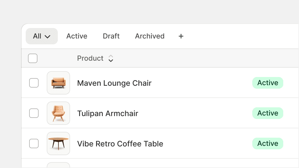 Tabs styled with navigation colors on top of an index page