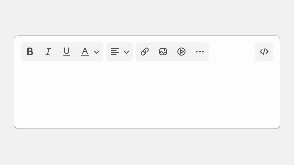 Various buttons that use only icons in a text editor
