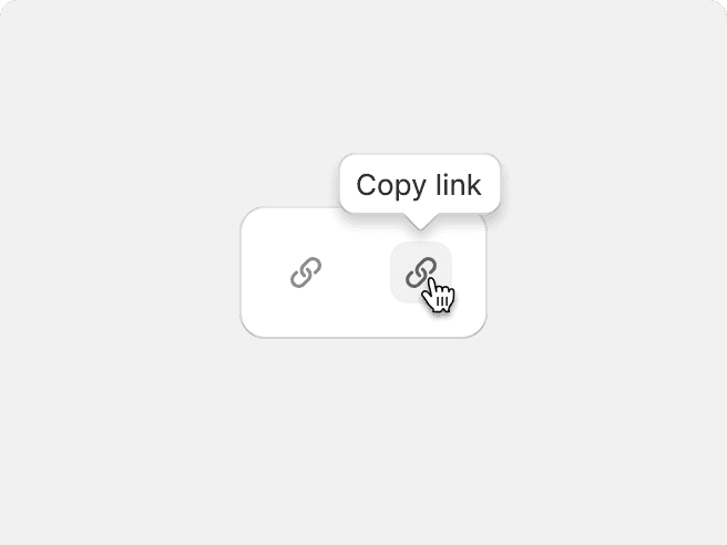 The polaris link icon in a neutral and hover state with a “Copy link" tooltip.