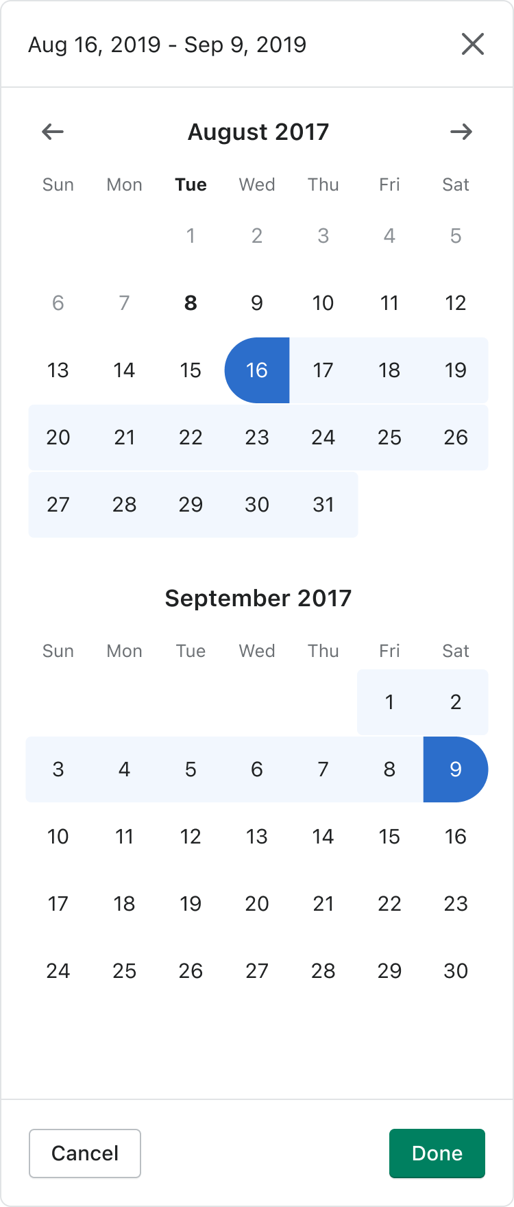 datepicker with done button