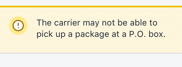 Carrier may not be able to pick up package error message