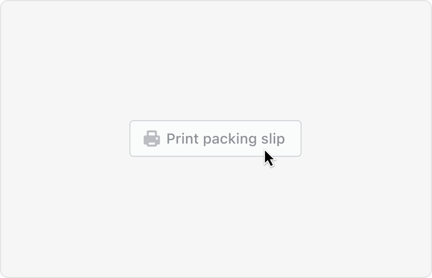 A "print packing slip" button that is grayed out and inactive.