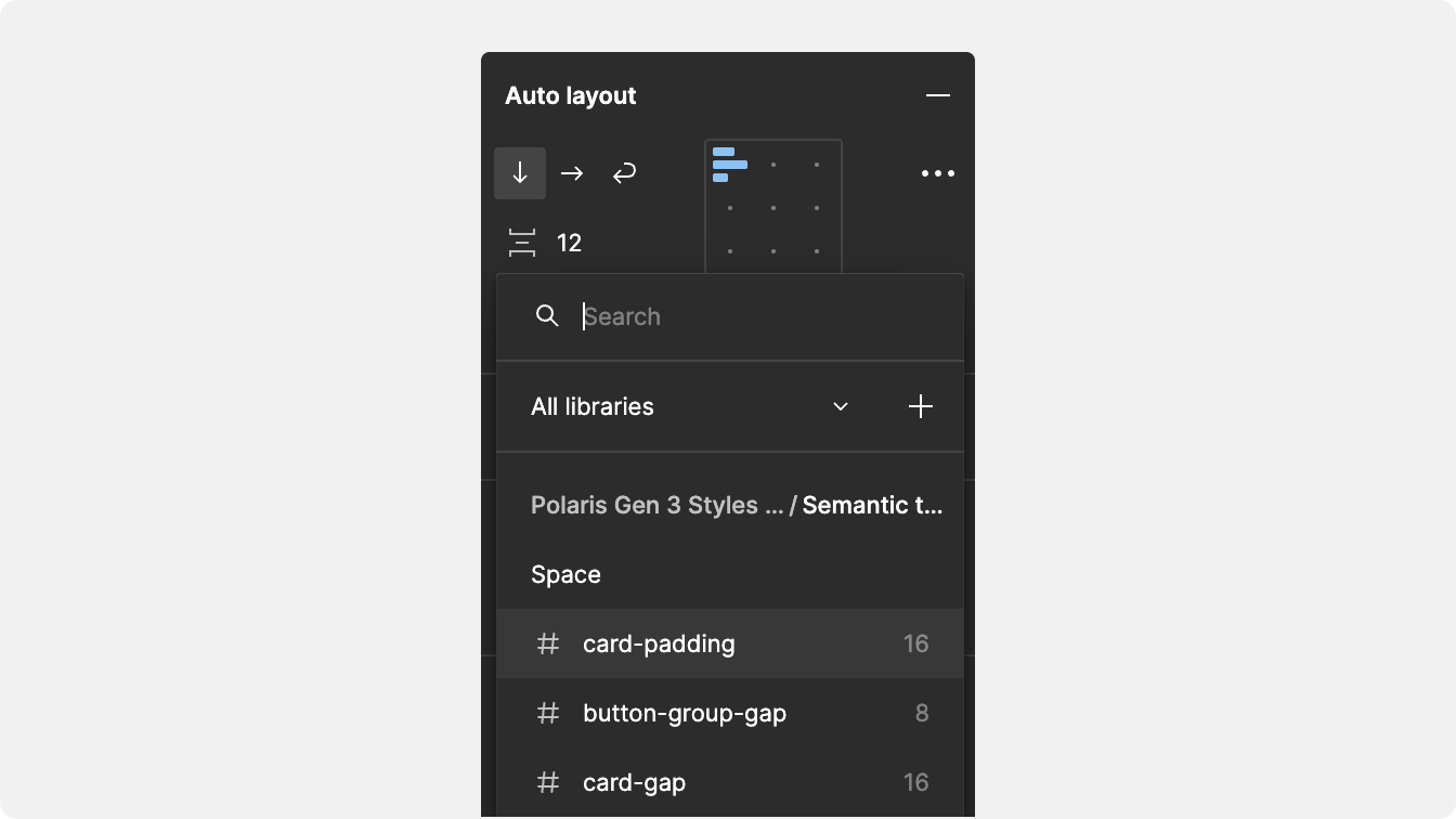 Visual: Dropdown of variables in Figma