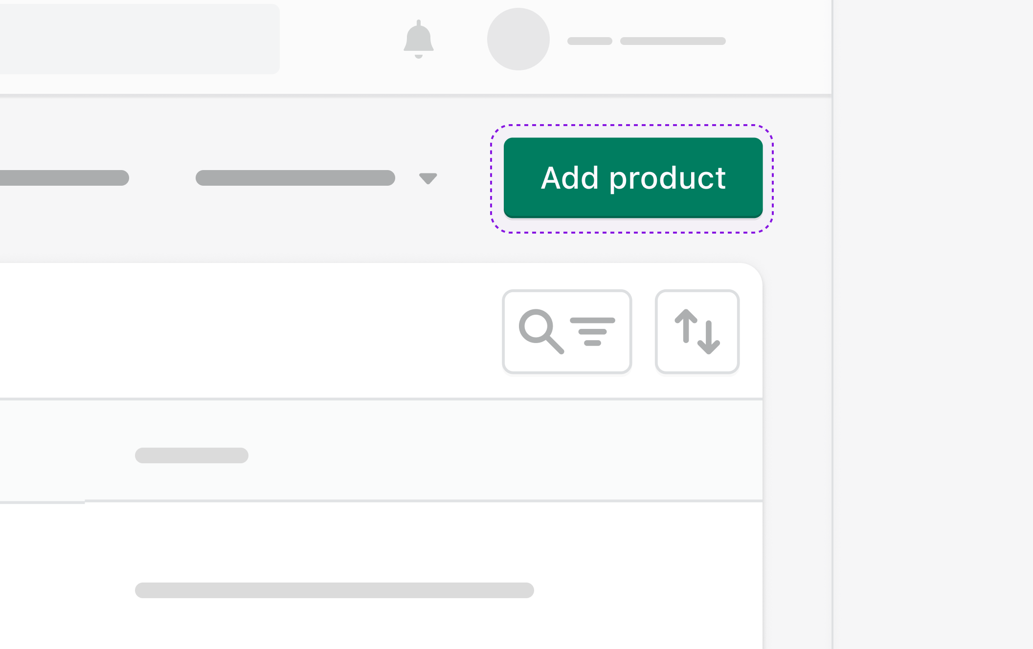 “Add product” primary action button on a resource index page